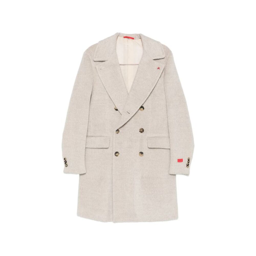 Isaia Neutrals Coats - Double Breasted Coats Men